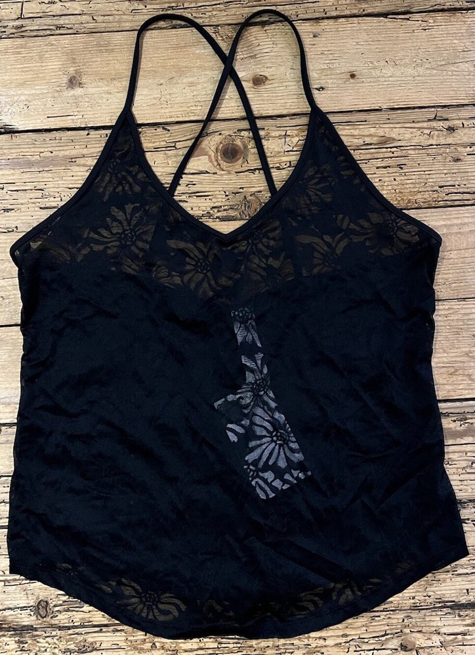 Fabletics Black Lace Wynona Tank Top Size M NWT